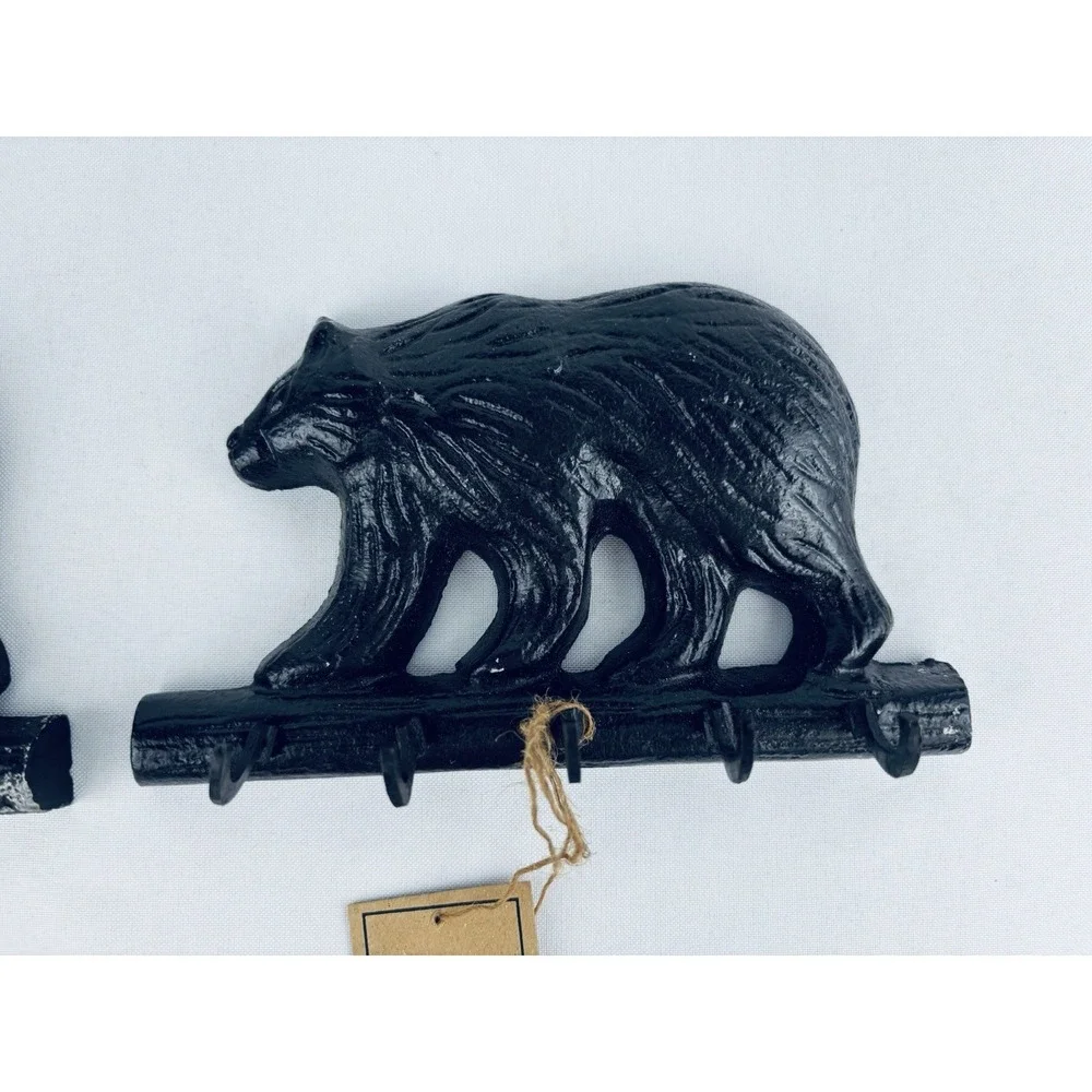 Lot Of 2 Cast Iron‎ Bear Coat  - Keys Hanger With 5 Hooks  - NWT - Read